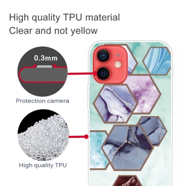 Marble design iPhone 13 cover - Sekskantede Fragmenter I Himmelblå Multicolor