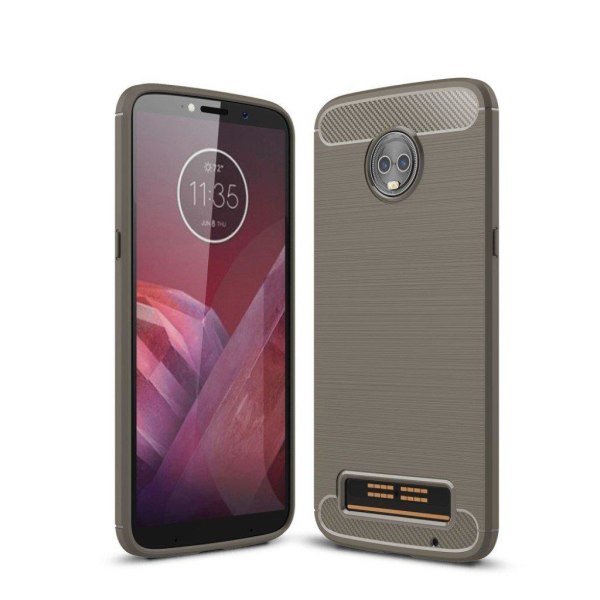 Motorola Moto Z3 Play mobilskal TPU material skyddande kolfiber Silvergrå