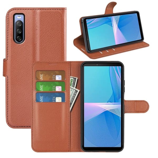Klassisk Sony Xperia 10 IV flip etui - Brun Brown