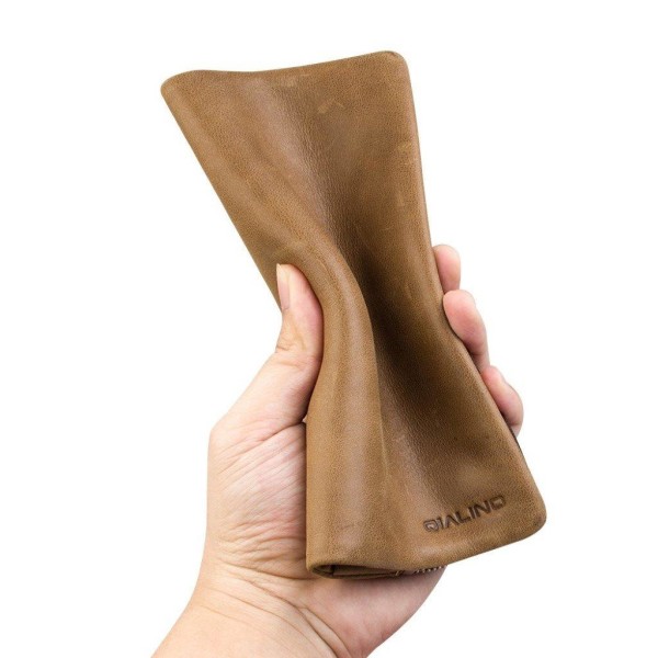 QIALINO iPhone Xs Max flipfodral i äkta läder från koskinn - Kha Beige