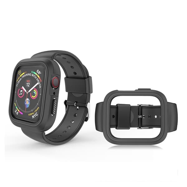 Apple Watch 42mm tofarvet silikone Urrem - Helt Sort Black