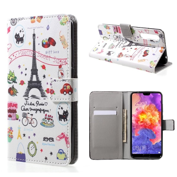 Huawei P20 Pro mønstret PU læder flip etui - Palettes sød gade Multicolor