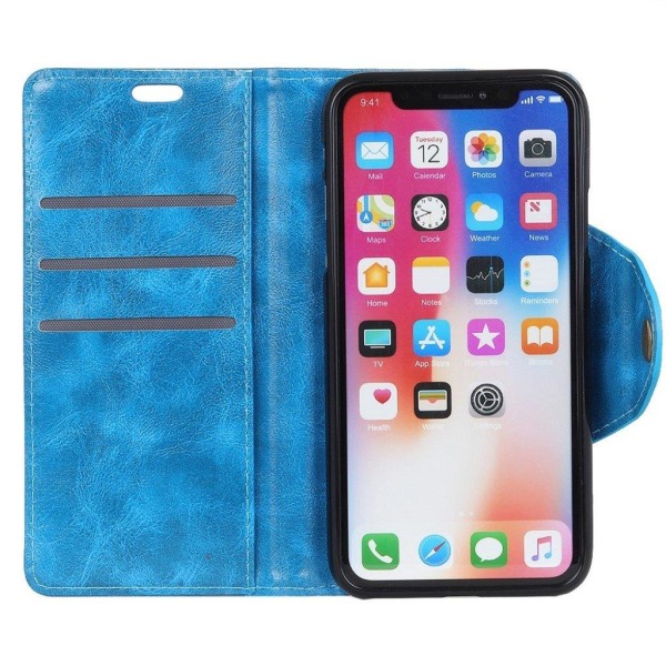 iPhone Xs Max stander læder flip cover - Blå Blue