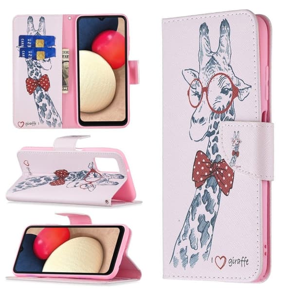 Wonderland Samsung Galaxy A03s Läppäkotelo - Giraffe Multicolor