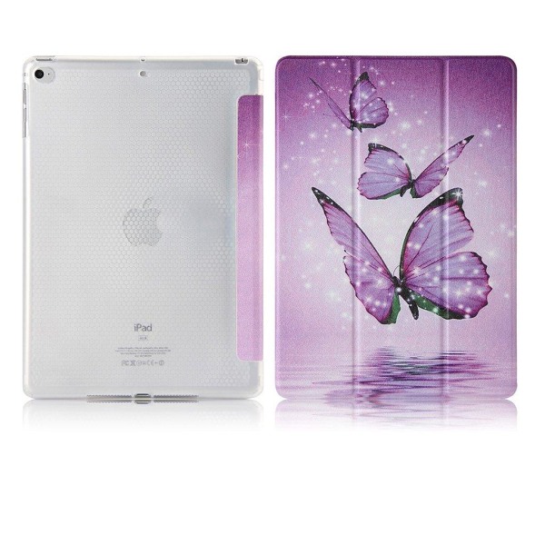 Patterned leather flip case for iPad (2018) - Purple Butterfly Purple