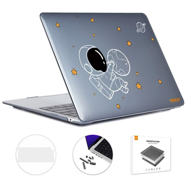 HAT PRINCE MacBook Pro 16 M1 Max / M1 Pro (A2485, 2021) astronautstil och tangentbordsskydd - Händerna På Jorden Och Stjärnor Vit