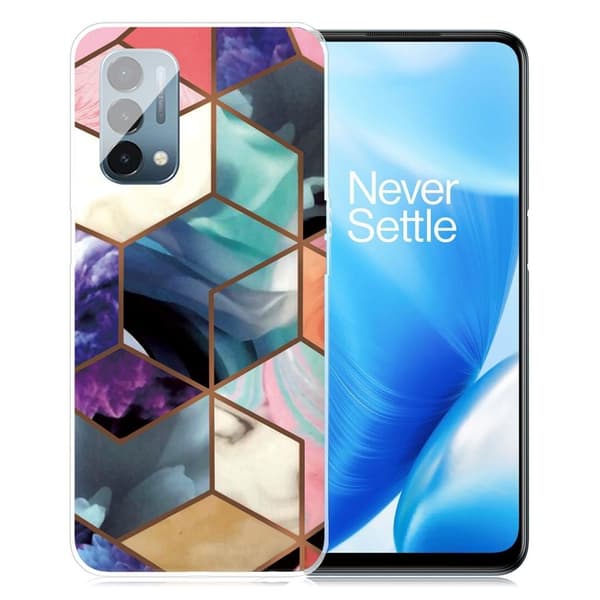 Marmordesign OnePlus Nord N200 5G deksel - Fargerike Kubefliser Multicolor