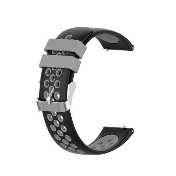 22mm Garmin Vivoactive 3 tofarvet silikone Urrem - Sort / Grå Hul Black
