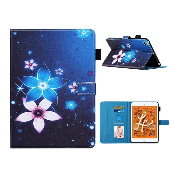 iPad Mini (2019) pattern printing leather case - Flower Blue