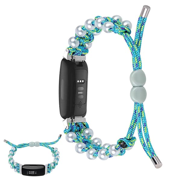Fitbit Inspire 2 nylonutsmykket klokkerem i perlestil - Blå Blue