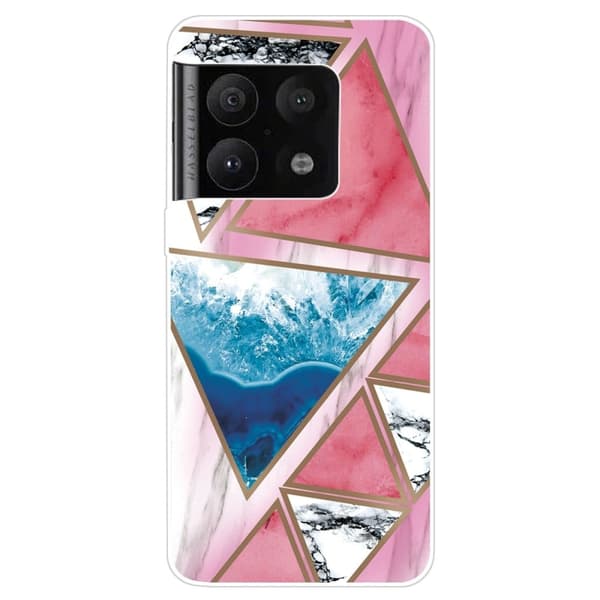 Marmormotiv OnePlus 10 Pro skal - Vit / Blå / Rosa Triangel multifärg