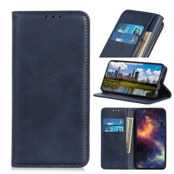 Lompakko-style Aitoa Nahkaa Läppäkotelo For Nokia X10 / X20 - Sininen Blue
