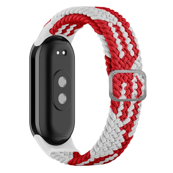 Xiaomi Smart Band 8 elastisk nylonfletningsrem - Rød / Hvid Red