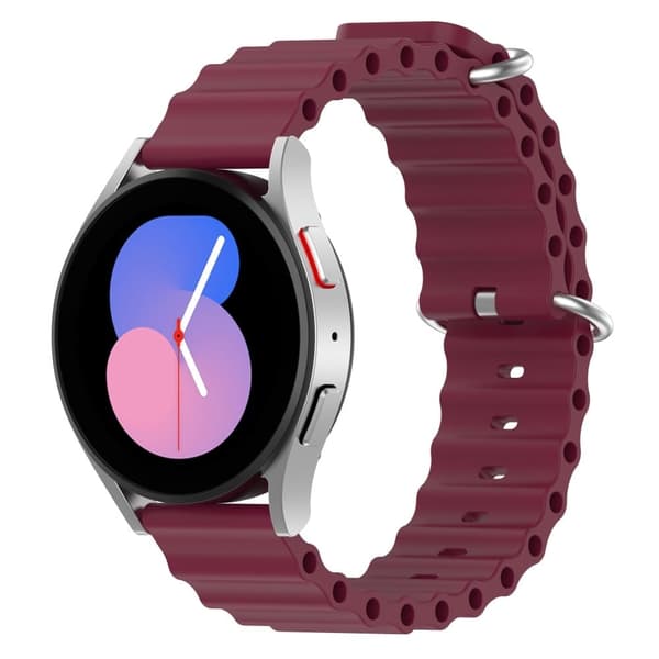22mm Universal wave design silikone urrem - Rødvin Red