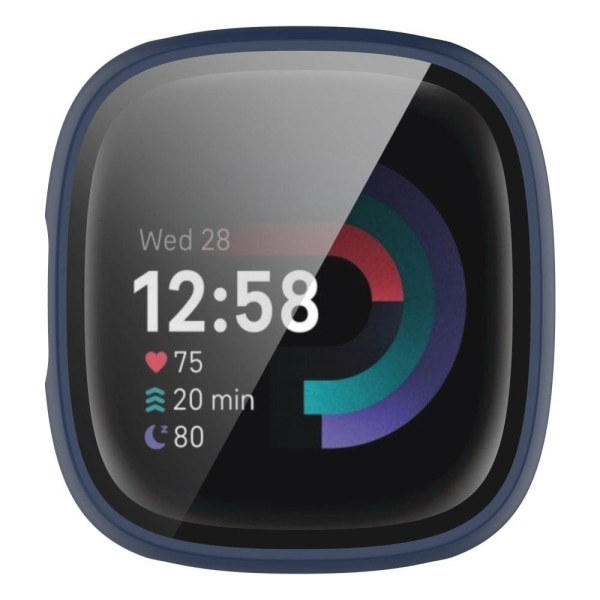 Fitbit Sense 2 / Versa 4 cover med hærdet glas - Midnatsblå Blue