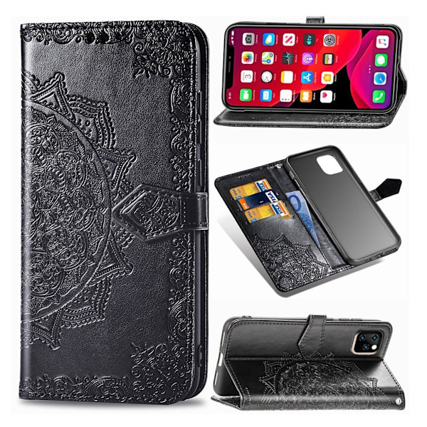 Mandala läder iPhone 11 fodral - Svart Svart