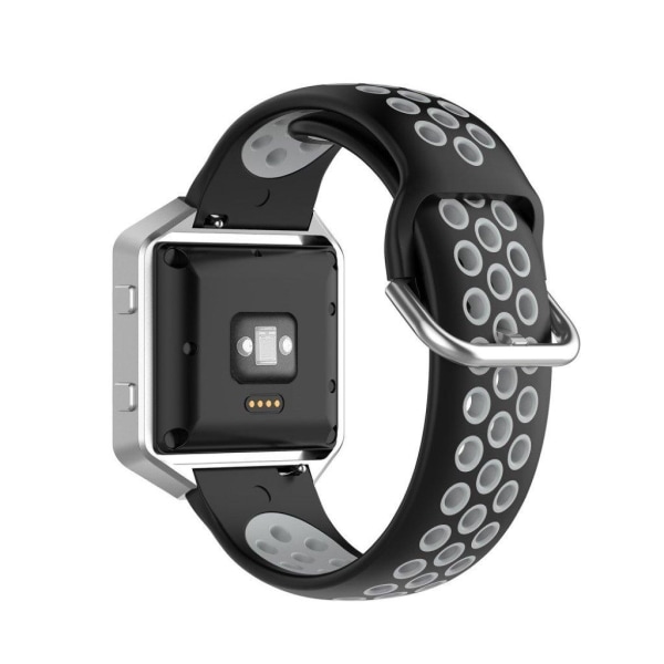 Fitbit Blaze / Versa / Versa Lite / Versa 2 kaksivärinen silikoninen ranneke - Musta / Harmaa Black