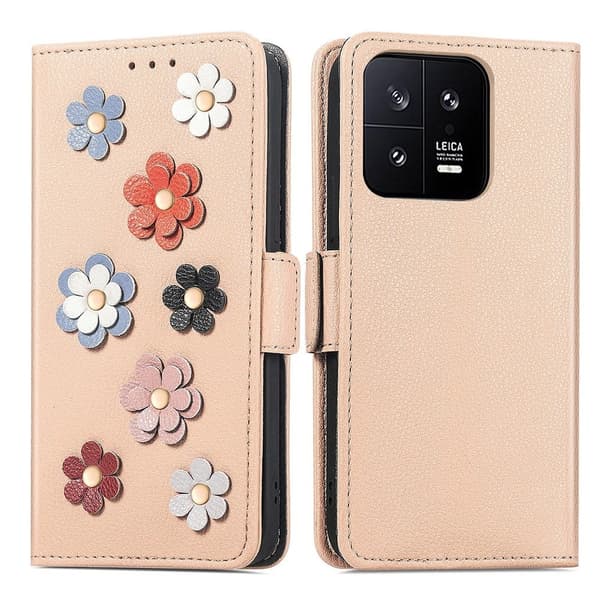 Glatt og tynt premium PU-skinnetui for Xiaomi 13 - Khaki Brown