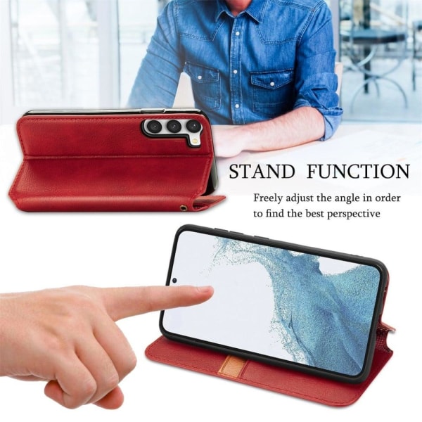 Nahkakotelo With A Stylish Rhombus Imprint For Samsung Galaxy S23 Plus - Punainen Red