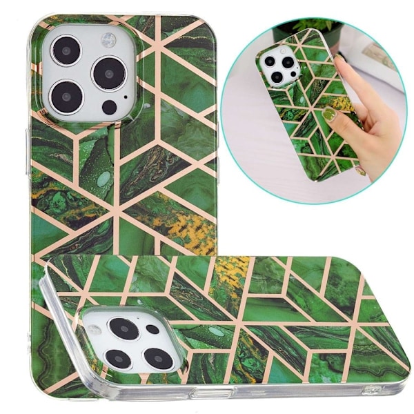 Marmormotiv iPhone 14 Pro skal - Grön Grön