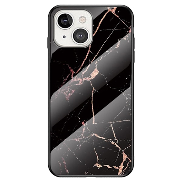 Fantasy Marmor iPhone 14 Plus skal - Guld Svart Marmor Svart