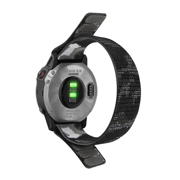 Klockarmband i nylon för Garmin- och Coros-klockor - Kamouflagegrått Silvergrå
