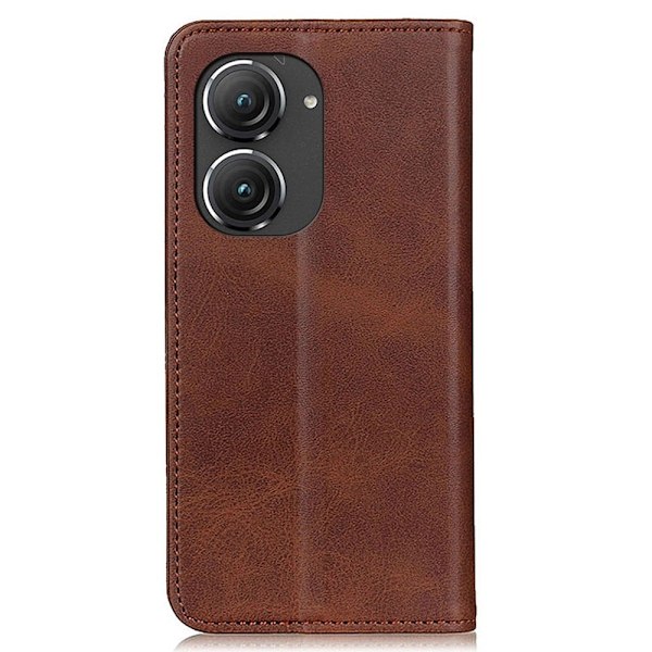 Flip Etui med Pung i Ægte Læder til ASUS Zenfone 9 - Kaffe Brown