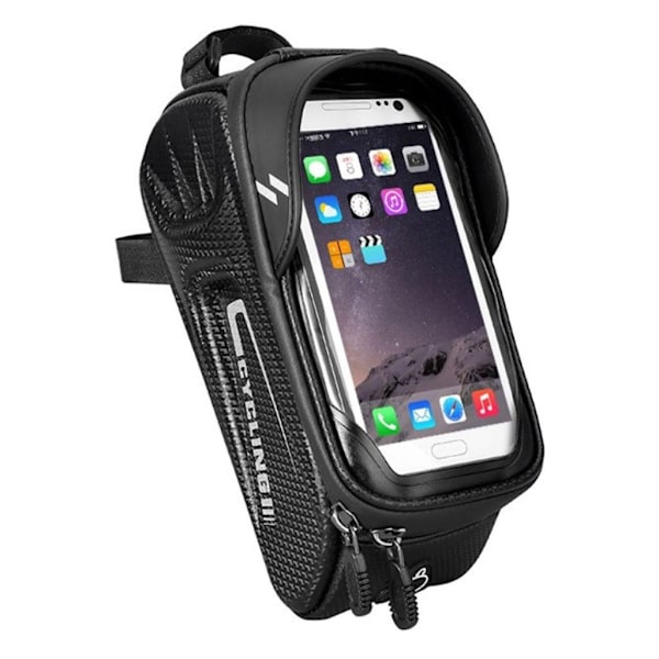 Regntät cykelväska för 6-tums smartphone Svart