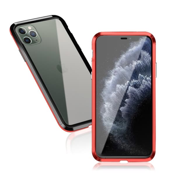 Luphie Sword iPhone 11 Pro Alu-puskuri + lasi - Musta + Punainen Red
