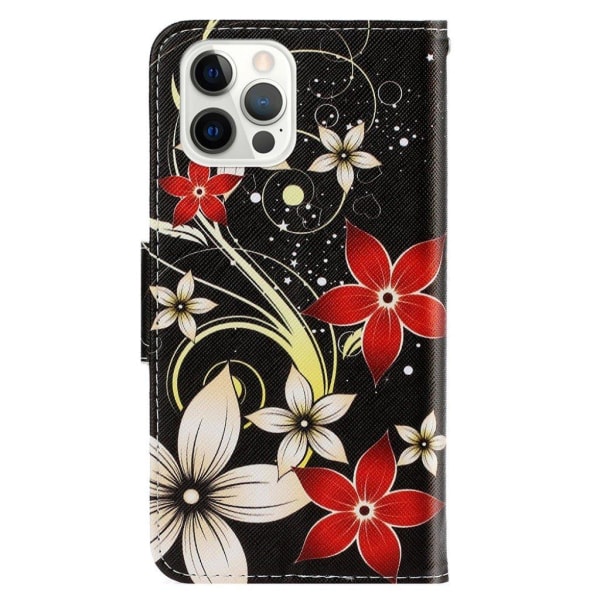 Wonderland iPhone 13 Pro Max flip etui - Rød Blomst Multicolor