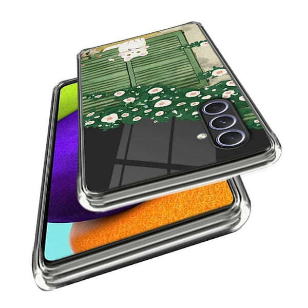 Deco Samsung Galaxy A34 5G skal - Oljemålning Katt Grön