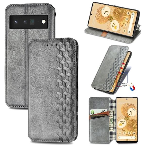 Läder Google Pixel 6 Pro fodral med romb-design - Grön Grön
