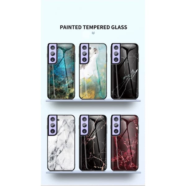 Fantasy marmor Samsung Galaxy S21 cover - guld hvidt marmor Black