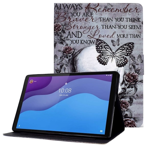 Lenovo Tab M10 (Gen 3) læderetui med cool mønster - Kranie Silver grey