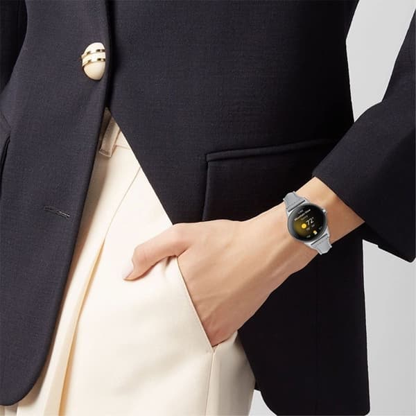 Google Pixel Watch klockarmband i äkta läder med silvcr-kontakt - Grå Silvergrå