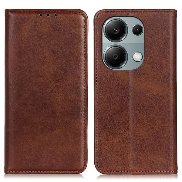 Hållbart konstläder Xiaomi Redmi Note 13 Pro 4G / Xiaomi Poco M6 Pro fodral med plånbok - Kaffe Brun