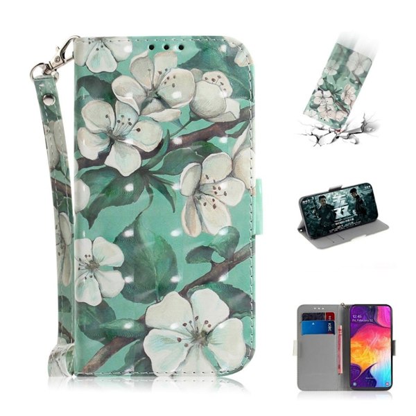 Samsung Galaxy A50 mønstret læderetui - Flotte Blomster Multicolor