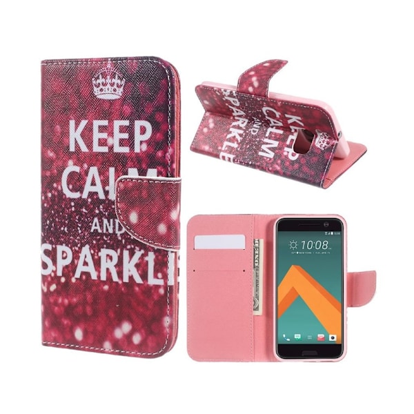Hagerup flippetui av lær for HTC 10 - Keep calm and sparkle Multicolor
