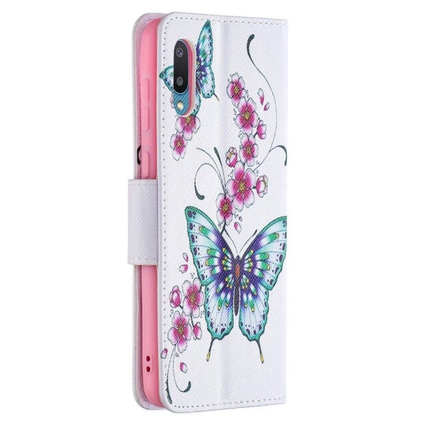 Wonderland Samsung Galaxy A02 flip case - Butterfly and Flowers Multicolor