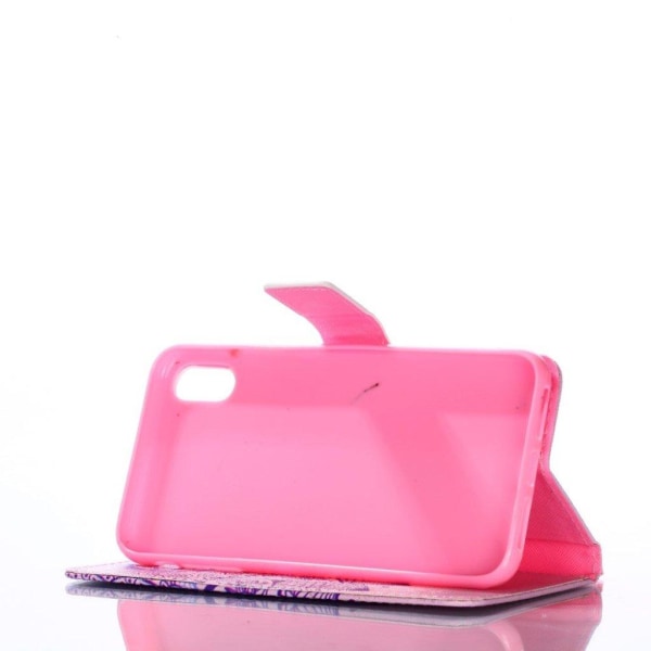 iPhone Xs Max mobilfodral silikon syntetläder plånbok stående tr Lila