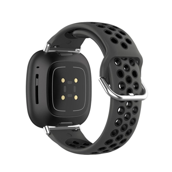 Fitbit Sense / Versa to-tonet silikone rem - Coal-sort Black