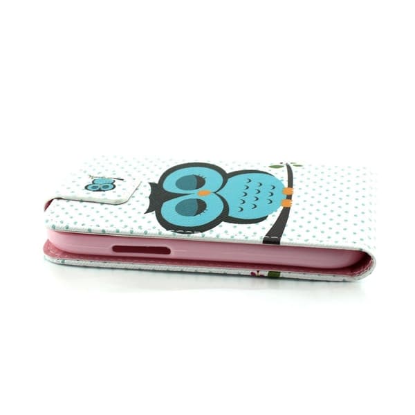 Knausgård Lær Etui Til Samsung Galaxy Ace 4 - Sovende Tegneserie Ugle Multicolor