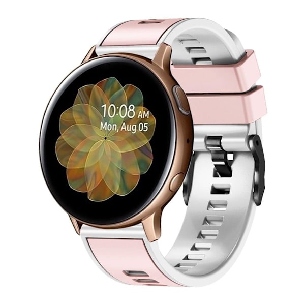 20 mm universellt dubbelfärgat klockarmband i silikon - Ljusrosa / Vit Rosa