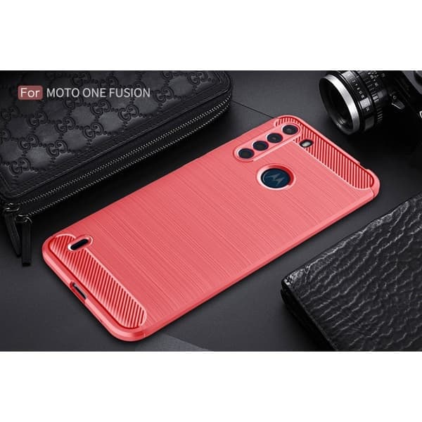 Carbon Flex Motorola One Fusion kotelot - Punainen Red