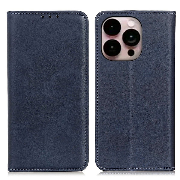 Äkta läder iPhone 14 Pro Max fodral - Blå Blå