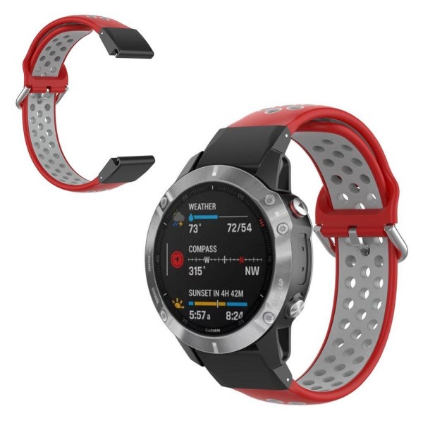 Bi-color Watch band for Garmin Fenix watch - Red / Grey Röd