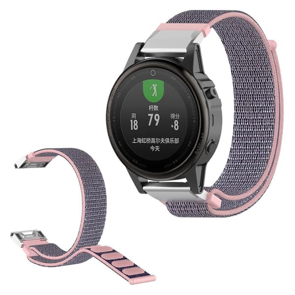 Garmin Fenix ​​6S / Fenix ​​5S Plus nylon sløyfe klokkereim - Rosa / Blå Blue
