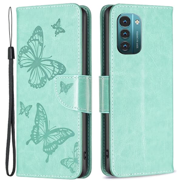 Butterfly Nokia G11 / Nokia G21 Læderetui - Grøn Green