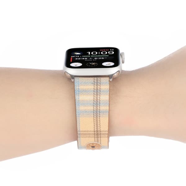 Apple Watch Series 8 (41mm) tyg med läderarmband - Beige / Ljusblå Orange