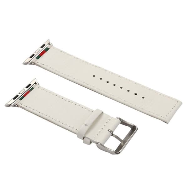 Apple Watch 42 mm sportklockarmband i nylonläder - Vit Vit